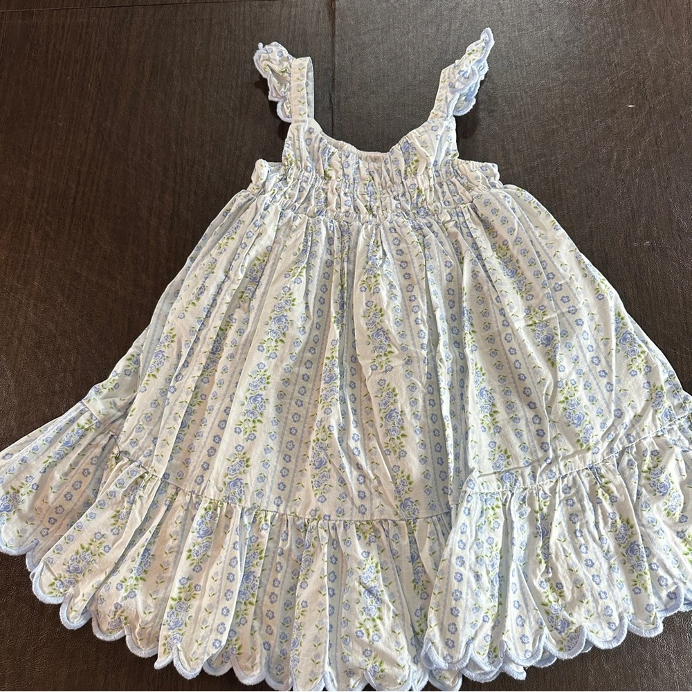 Sincerely Jules Girl Floral White and Blue Kids Dress Sz 5T - Picture 5 of 8